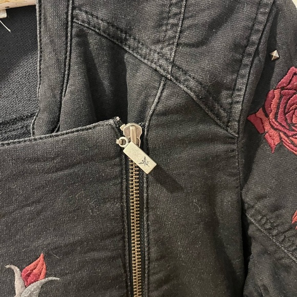🩶 Monari embroidered moto-style jacket, estimated size L (based on measurements) - Picture 9 of 11